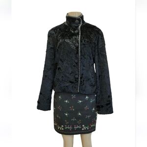 Ulla Johnson Black Faux Lamb Leather Trim Size M Women's Jacket Coat